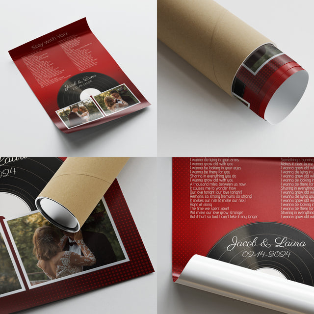 Personalized Retro Maroon Vinyl Record Framed Art Print