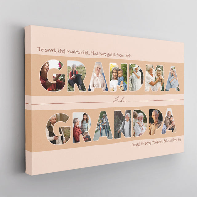 Grandma & Grandpa Photo Collage Canvas Print Custom 14 Pictures
