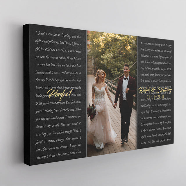 Custom Song Lyrics, Customizable Name And Upload Photo, Canvas Wall Art