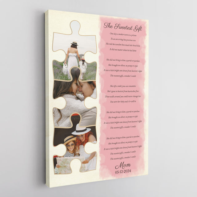 Custom Mom Puzzle Piece Photo Song Lyrics Canvas Print