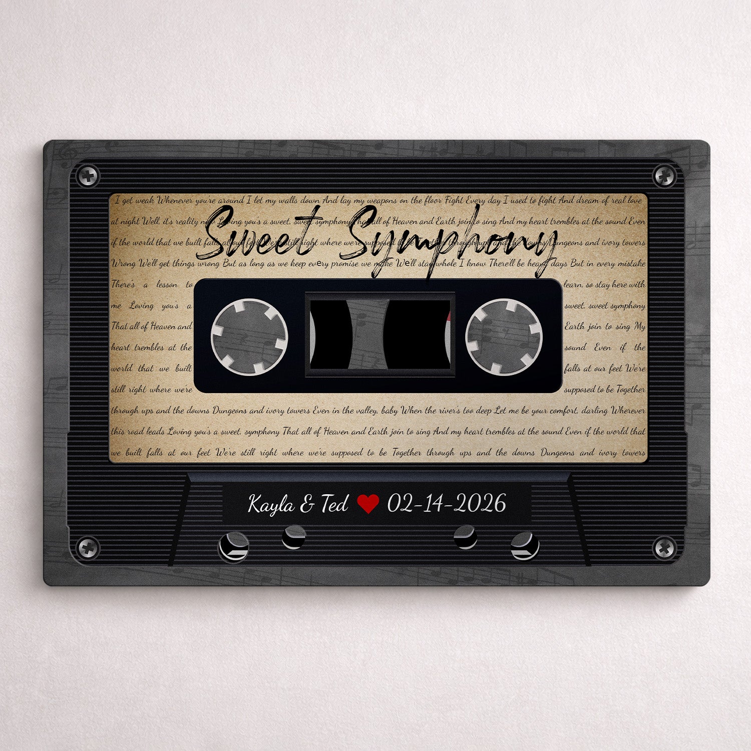 Personalized Retro Cassette Song Lyrics Metal Print