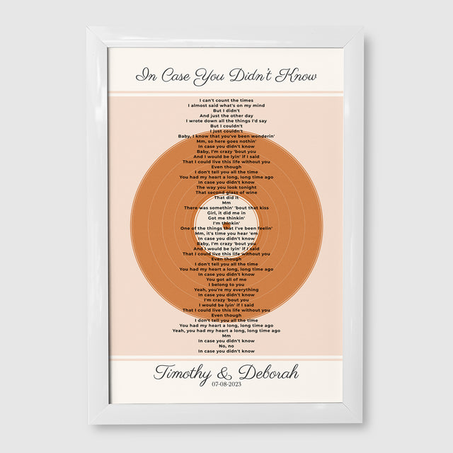 Personalized Song Lyrics & Date, Sandy Vinyl Record Framed Art Print