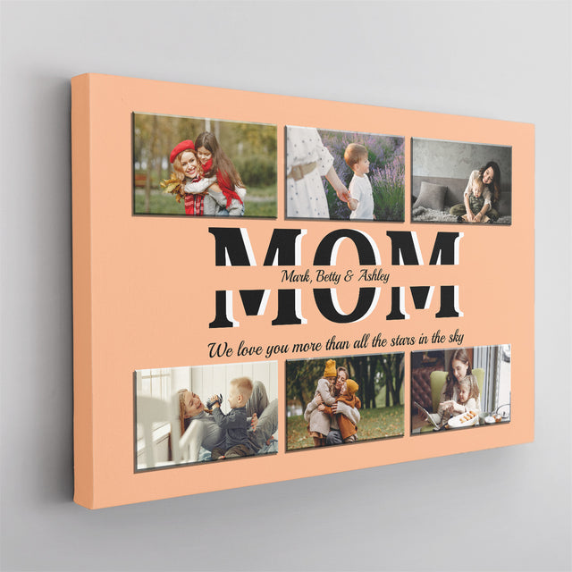 Mom Photo Collage Canvas Print With Text Custom 6 Pictures
