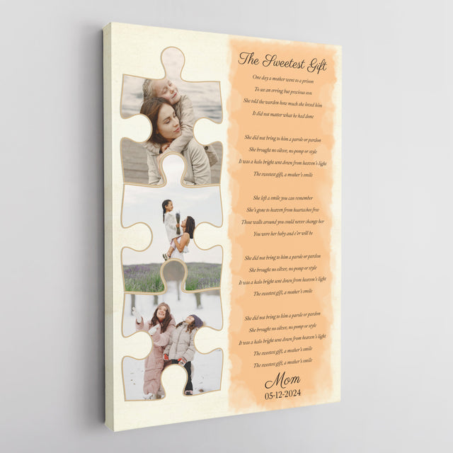 Custom Mom Puzzle Piece Photo Song Lyrics Canvas Print