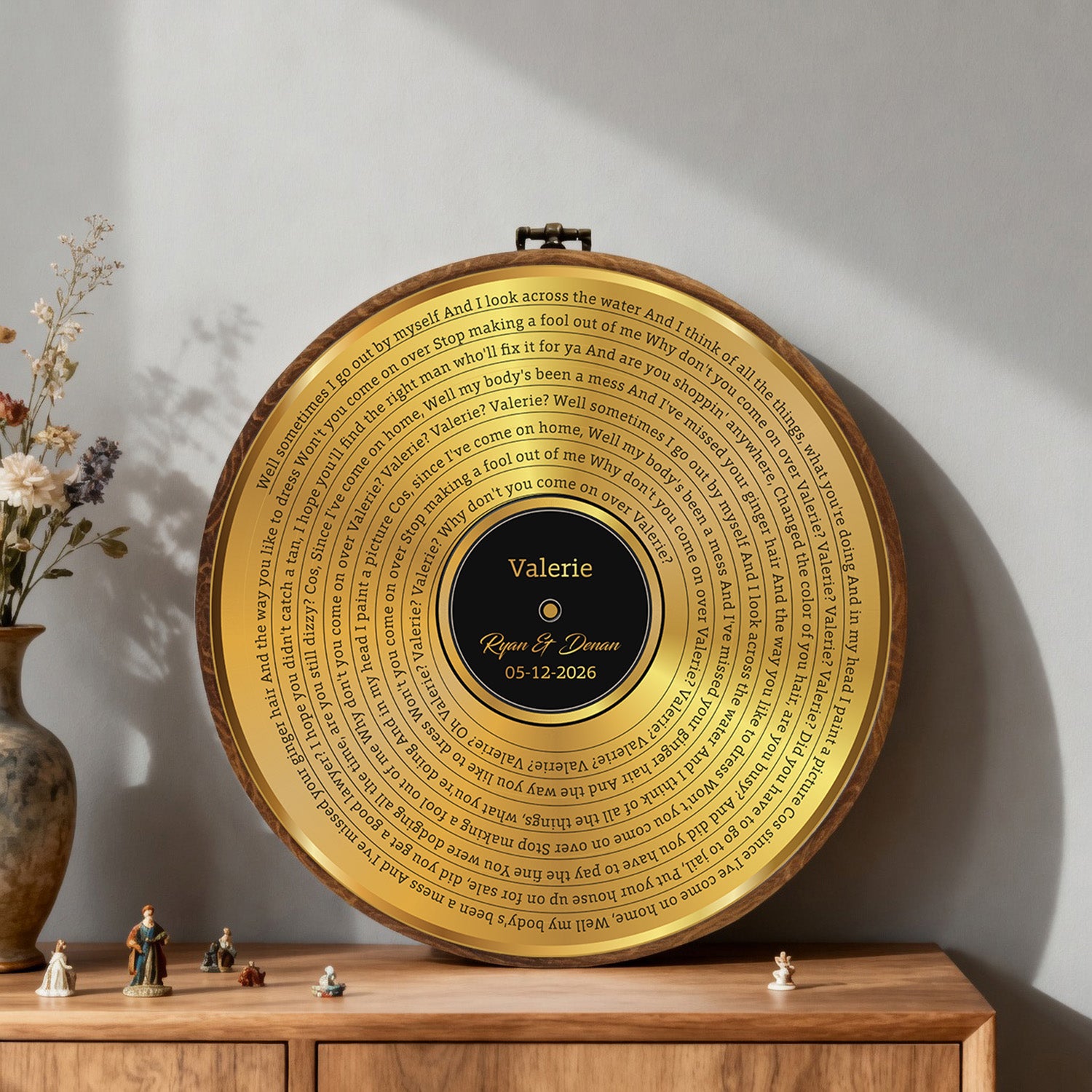 Personalized Song Lyrics Vinyl Record - Framed Round Wall Art - KARL03