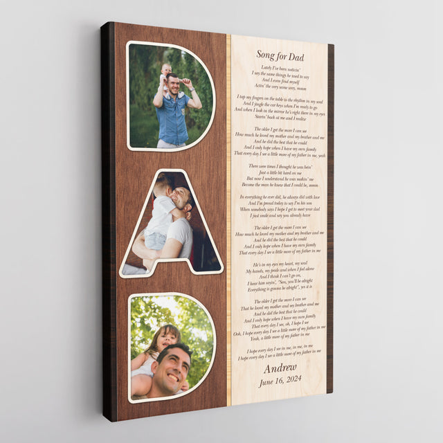Dad Letter Photo Vertical Canvas Wall Art