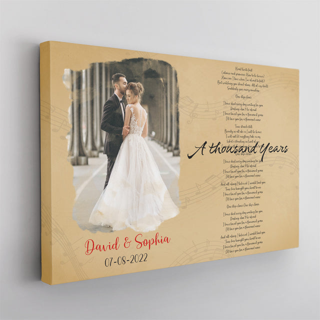 Custom Song Lyrics And Upload Photo, Customizable Text Canvas