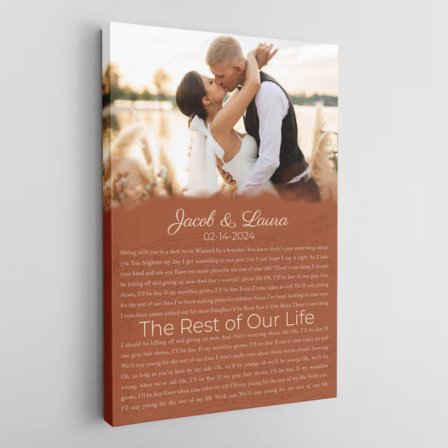 Custom Song Lyrics Name Date Vintage Orange Canvas Print