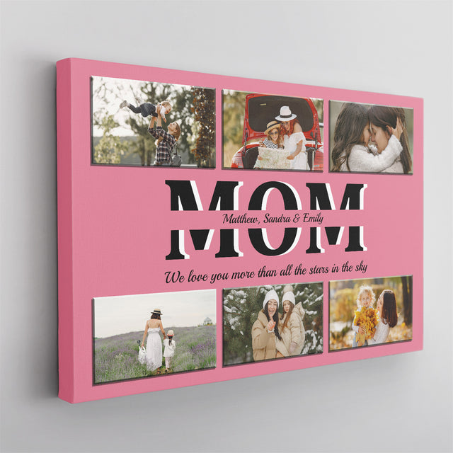 Mom Photo Collage Canvas Print With Text Custom 6 Pictures