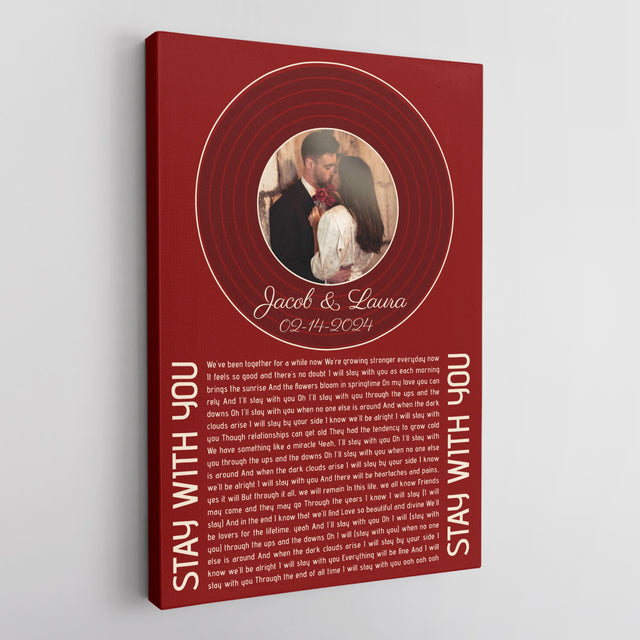 Custom Song Lyrics & Photo, Maroon Vinyl Record Canvas