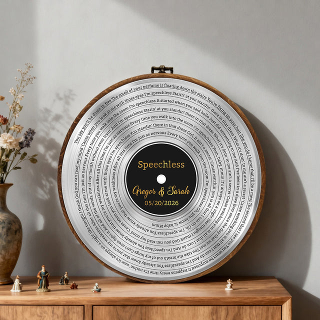 Personalized Song Lyrics Vinyl Record - Framed Round Wall Art - KARL08