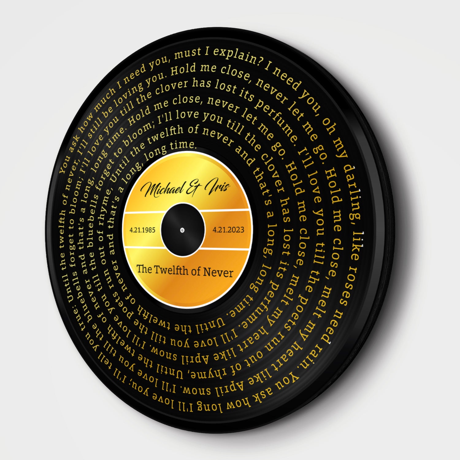 Custom Song Lyrics, Yellow Vinyl Record, Customizable Song Name And Text Round Wood Sign