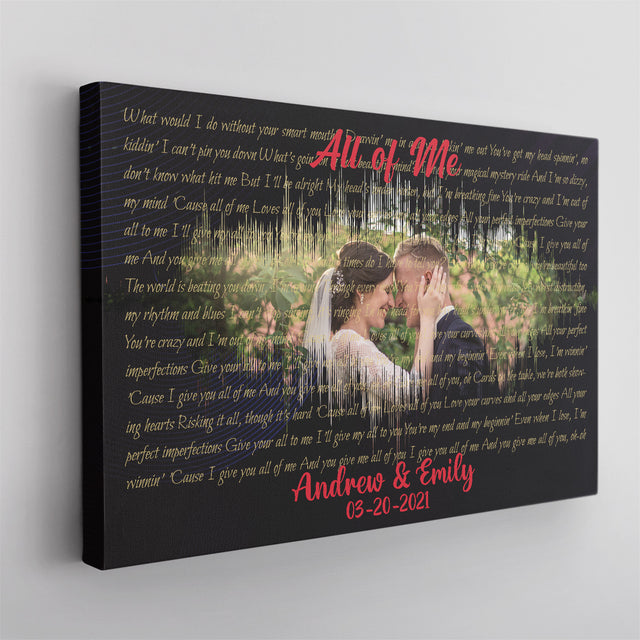 Custom Song Lyrics, Customizable Text And Upload Photo, Canvas Wall Art