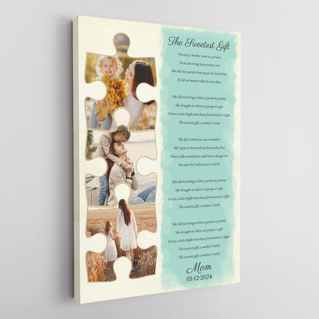 Custom Mom Puzzle Piece Photo Song Lyrics Canvas Print