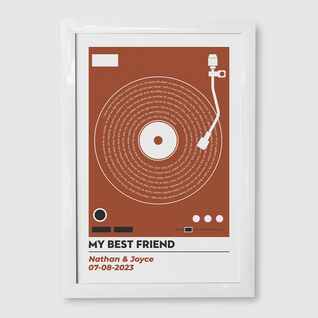 Vinyl Record Song Lyrics, Customize Song & Name Framed Art Print