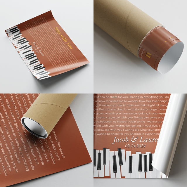 Custom Song Lyrics & Name, Vintage Orange Piano Design Framed Art Print