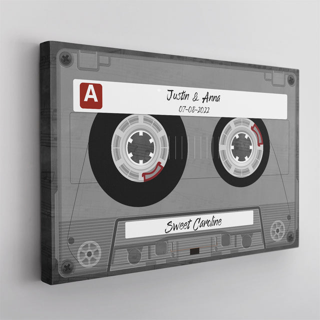 Custom Song Title, Customizable Name And Date, Cassette Tape Canvas Wall Art