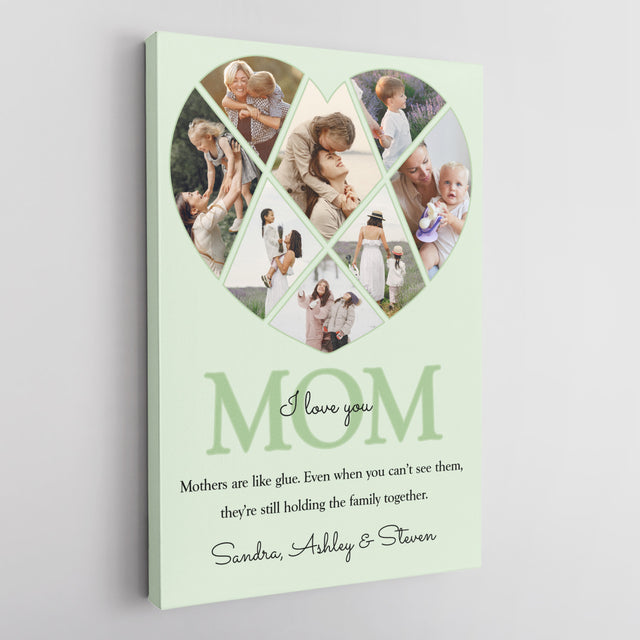 Personalized Mom Heart-Shaped Photo Collage Custom 8 Pictures