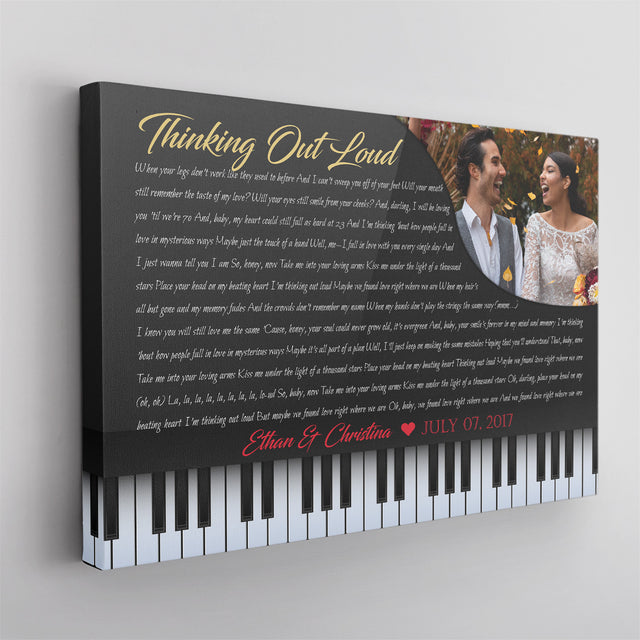 Custom Song Lyrics, Customizable Text And Upload Photo, Piano Art, Canvas Wall Art