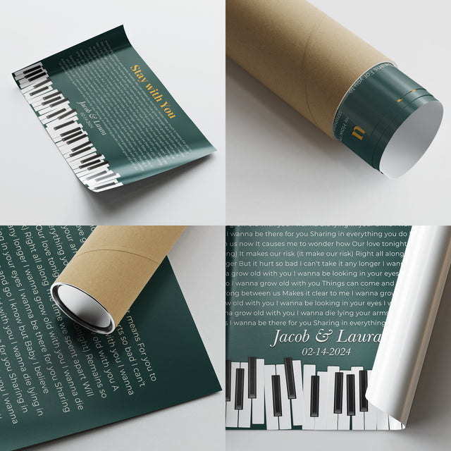 Custom Song Lyrics & Name, Vintage Green Piano Design Framed Art Print