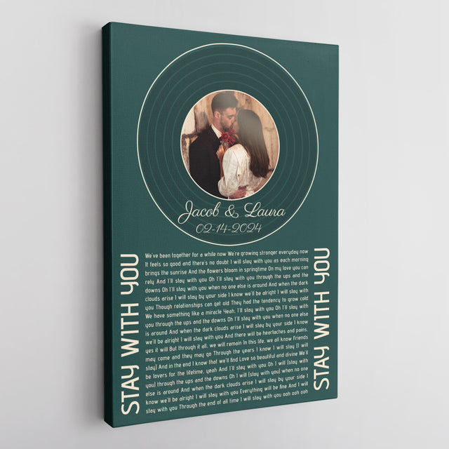 Custom Forest Green Vinyl Record & Photo Canvas