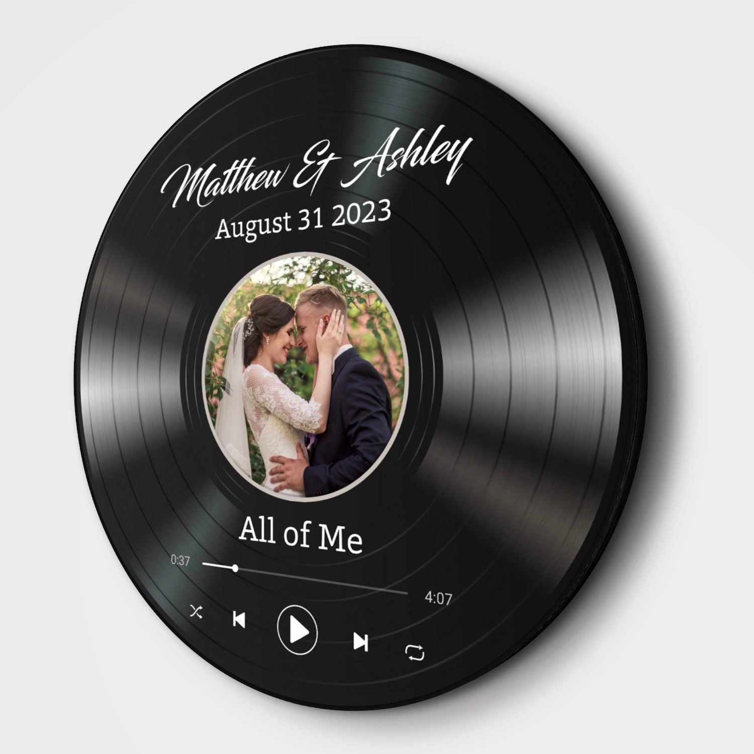 Custom Photo, Customizable Song Name And Text Round Wood Sign