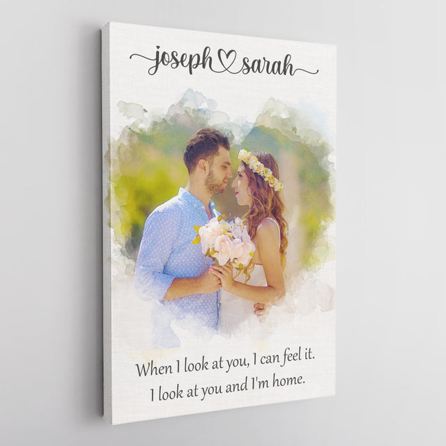 Custom Heart-Shaped Photo Canvas with Watercolor Effect