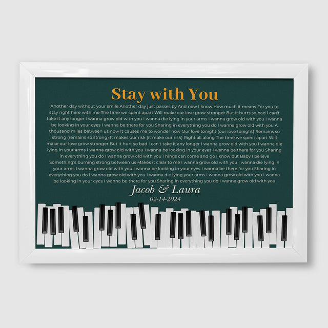 Custom Song Lyrics & Name, Vintage Green Piano Design Framed Art Print