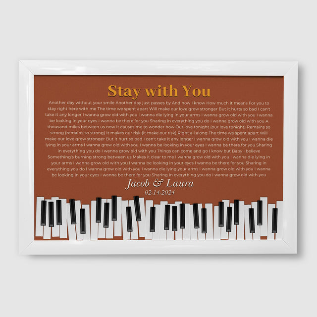 Custom Song Lyrics & Name, Vintage Orange Piano Design Framed Art Print