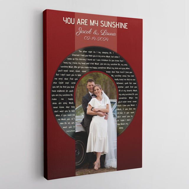 Custom Photo Song Lyrics Vintage Maroon Canvas Print