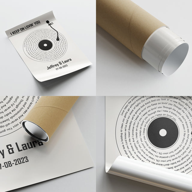 White Vinyl Record Framed Art Print, Custom Name & Song Lyrics