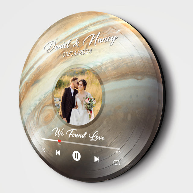 Custom Favorite Song Photo Round Wood Sign Jupiter Planet Background