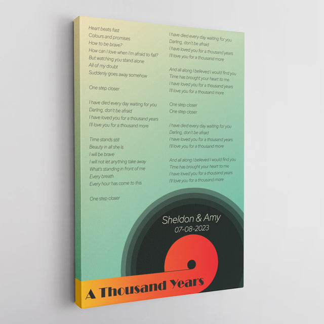 Elegant Gradient Vinyl Record Style Canvas - Personalization Song Lyrics & Name