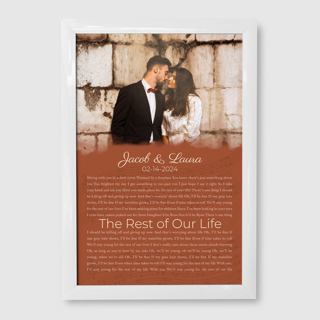 Half Song Lyrics Orange Framed Art Print, Custom Song Lyrics Name Date