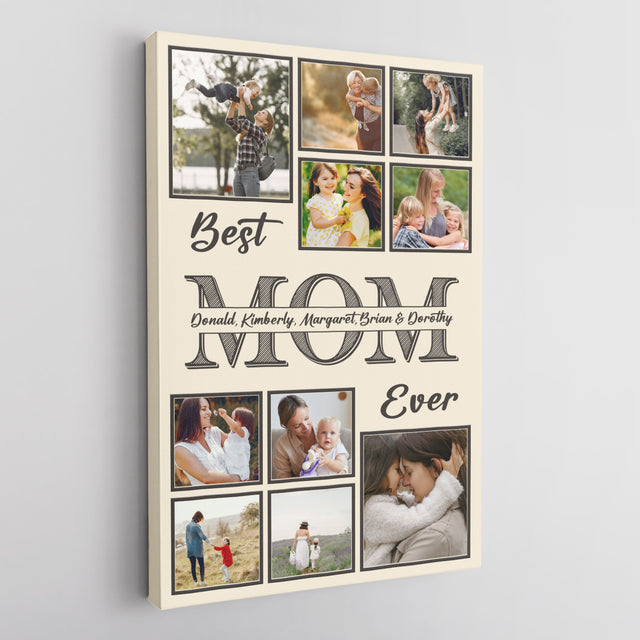 Personalized Best Mom Ever Photo Collage Canvas Custom 10 Pictures
