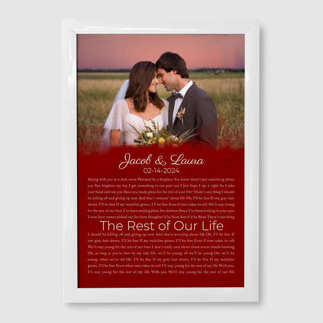 Half Song Lyrics Maroon Framed Art Print, Custom Song Lyrics Name Date