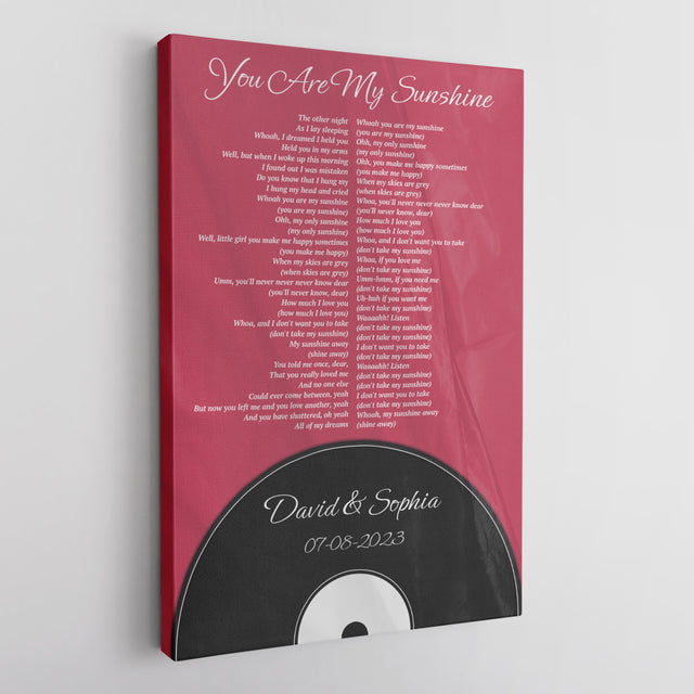 Personalized Maroon Vinyl Record Style Canvas Print