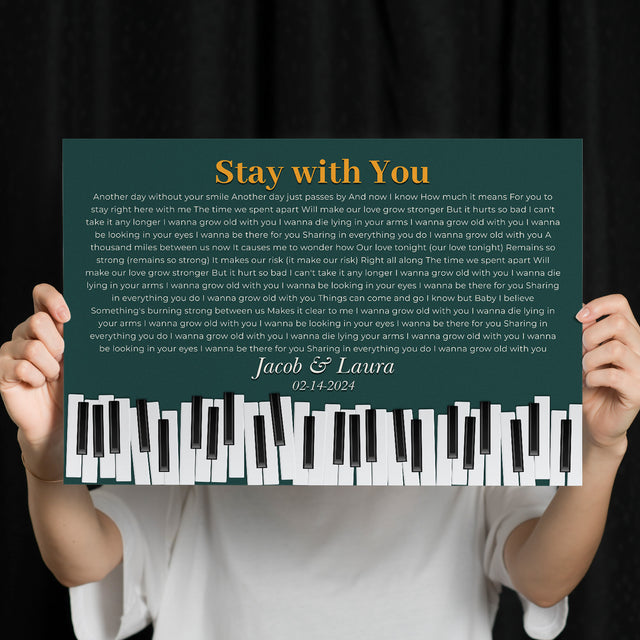 Custom Song Lyrics & Name, Vintage Green Piano Design Framed Art Print
