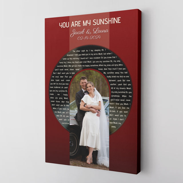 Custom Photo Song Lyrics Vintage Maroon Canvas Print
