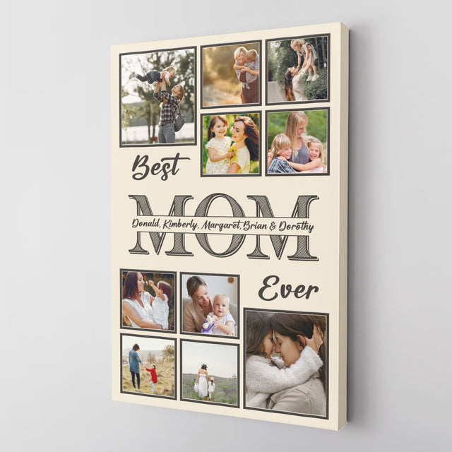 Personalized Best Mom Ever Photo Collage Canvas Custom 10 Pictures