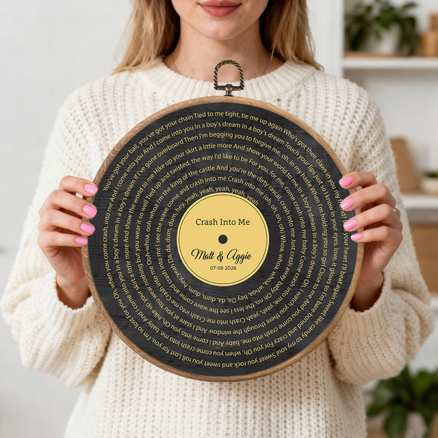 Personalized Song Lyrics Vinyl Record - Framed Round Wall Art - KARL06