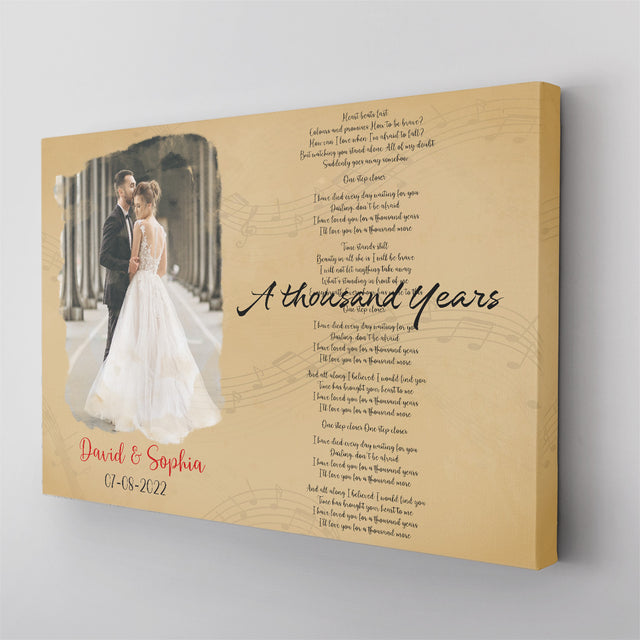 Custom Song Lyrics And Upload Photo, Customizable Text Canvas