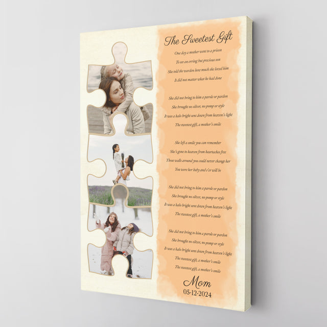 Custom Mom Puzzle Piece Photo Song Lyrics Canvas Print