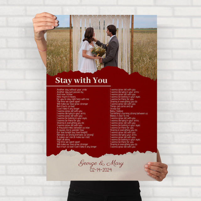 Maroon Framed Art Print, Custom Song Lyrics Name Date