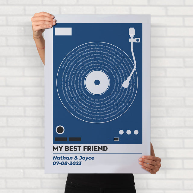 Vinyl Record Lyrics, Customize Song & Name Framed Art Print