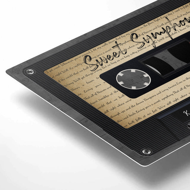 Personalized Retro Cassette Song Lyrics Metal Print