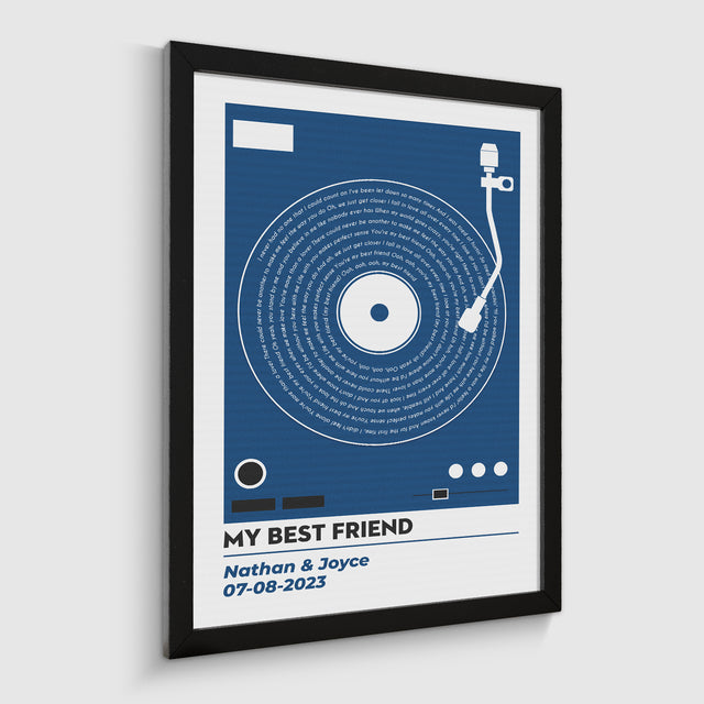 Vinyl Record Lyrics, Customize Song & Name Framed Art Print