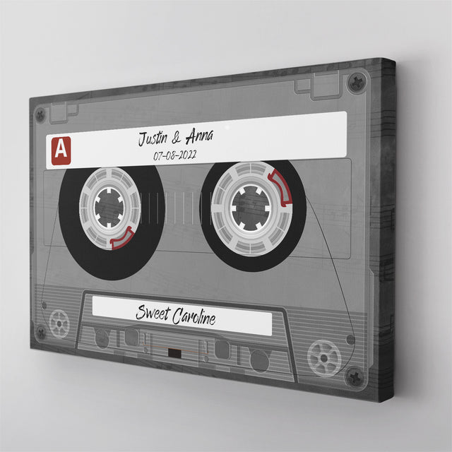 Custom Song Title, Customizable Name And Date, Cassette Tape Canvas Wall Art