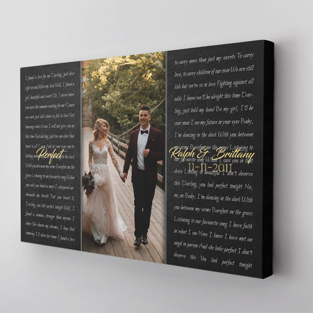 Custom Song Lyrics, Customizable Name And Upload Photo, Canvas Wall Art