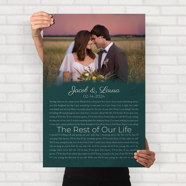 Half Song Lyrics Green Framed Art Print, Custom Song Lyrics Name Date